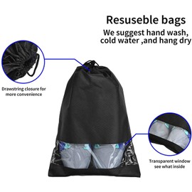 20Pcs Non-Woven Travel Shoe Storage Bags with Rope,Waterproof Shoes Storage Bag Pouch Portable Travel Organizer Drawstring Bag,Travel Transparent Shoe Storage Bags,2 Size, Each Size 10 Pcs, Black