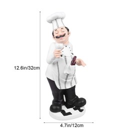 VOSAREA French Chef Figurine Cook Chef Collectible Statues Resin Chef Home Countertop Table Decoration for Country Cottage Decor (Toasting Chef)