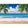 LYCGS 7X5ft Summer Backdrop Tropical Beach Background Blue Sea Backdrop