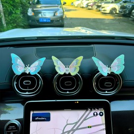 Butterfly Car Accessories, Waving Wings Dashboard Ornament, Rearview Mirror Decoration (3 PCS Car Air Vent Styles)