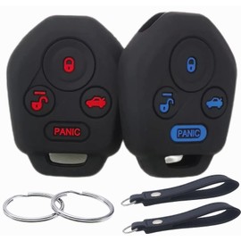 REPROTECTING Silicone Rubber Key Fob Cover Compatible with 2008-2023 Subaru Crosstrek Forester Impreza Legacy Outback Tribeca WRX STI XV Crosstrek Ascent (Black Black with red)