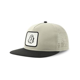Spooky Ghost Streetwear Hat with Flat Visor Embroidered Patch Light Grey