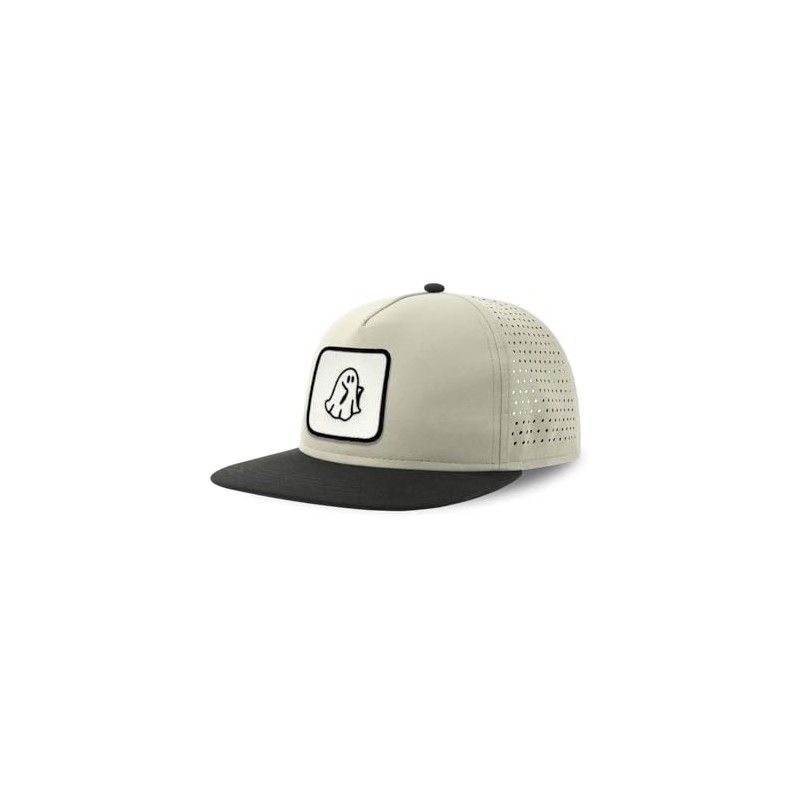 Spooky Ghost Streetwear Hat with Flat Visor Embroidered Patch Light