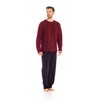 INSIGNIA Mens Fleece Long Sleeve Top Pyjamas Sets (Wine-Navy, XL)
