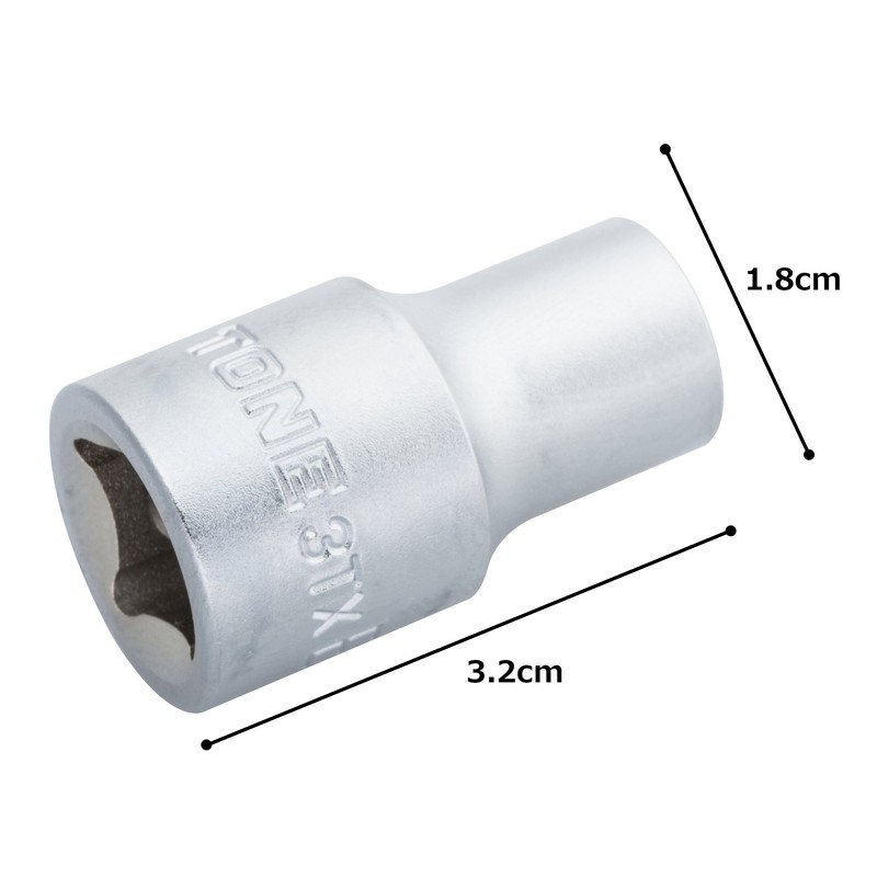TONE E Type Torx Socket 3TX-E11 3/8" Drive Angle