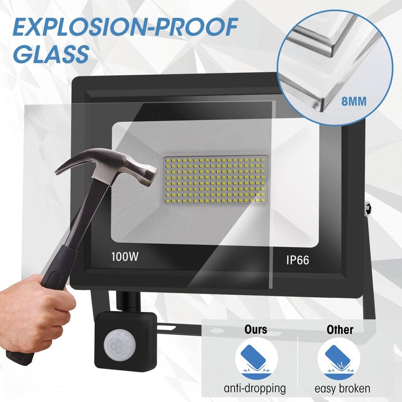100 W LED Spotlight Motion Sensor, 10000 LM LED Outdoor