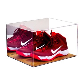 Better Display Cases Acrylic Basketball Shoe Display Case with Wood Base and Mirror (A025)