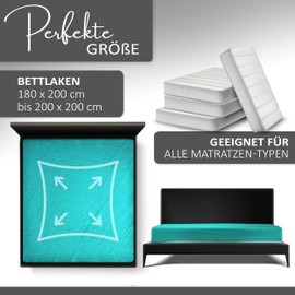 Leonado Vicenti Classic Fitted Sheet, 100% Jersey Cotton, in Many Colours and Sizes, Dimensions: 200 x 200 cm - 200 x 220 cm, Colour: Petrol