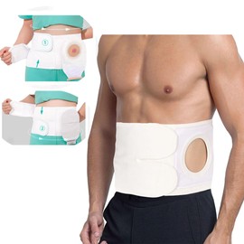 Flosmore Ostomy Support Belt，Adjustable Prevent Parastomal Hernia Support Belt For Men Women,Colostomy Ileostomy Postoperative Abdominal(White, L (37.4-43.3in))