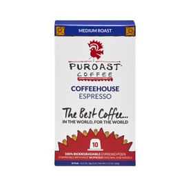 Puroast Coffee Espresso Roast; 10 Count,100% Biodegradable Espresso Capsule, High Antioxidant, Smooth, Compatible with Nespresso Original Line Machines, White