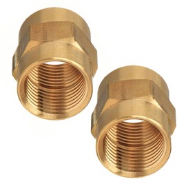 FloFlex 2 Pcs Female Brass Straight Coupler Fitting, 3/8" NPT x 3/8" NPT Hex Head Hose Adapter for Air, Fuel, Oil, Water Pipe Connection