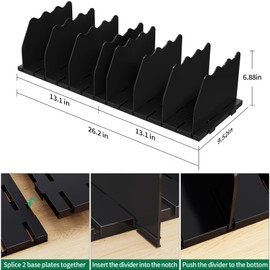 SPACEKEEPER Shelf Divider for Closet, Adjustable Purse Organizers Handbag Separators Storage Organizer Bookshelf Separator Dividers in Bedroom Office Kitchen Bathroom, Black