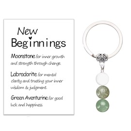 SANTUO Stones Keychain Gift for New Beginnings, Home Keyring, Good Luck Gifts Keyrings for Women, New Job Gifts for Women, Encouragement for Divorce Breakup Get Well Gift