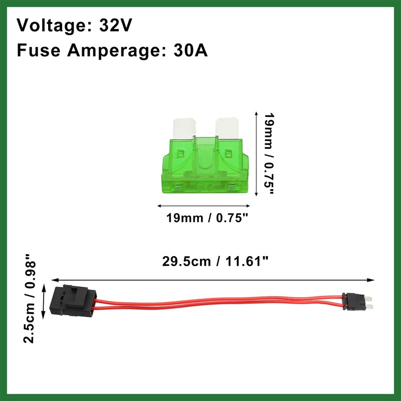Motoforti 32V Standard Fuse Adapter Fuse Kit with 2pcs 30A