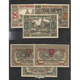 Prophila Collection Banknote Mühlberg Emergency Money: 903.1 a Three Emergency Notes of the City of Mühlberg 1921 10, 25 and 50 Pfenning Mühlberg (Banknotes for Collectors - No Means of Payment)