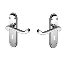 Haven Heritage Door Handle Polished Chrome Epsom Style Victorian Scroll Lock