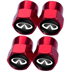 4Pcs Automobile Tire Valve Stem Covers, for Infiniti QX50 Q50 Q70 Q70L Q60 QX30 QX60 Series Stem Cap Universal Car Valve Cover Decorative Accessories (YFND_Red)