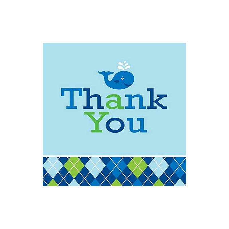 Creative Converting Ocean Preppy Boys Thank You Notes, 8 Count