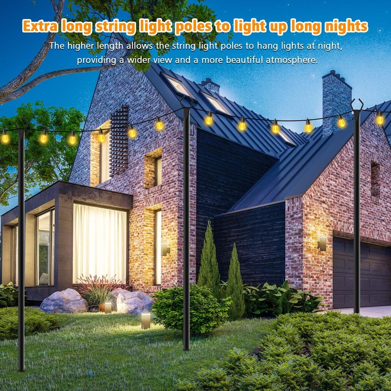 LETIANPAI 4 Pack String Light Poles,10 Ft Metal Poles with