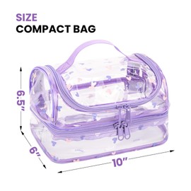 BORMELUN Purple Clear Lunch Bag for Women Tote bag with lunch compartment Double Plastic Tranaparent Lunchbox for Kids