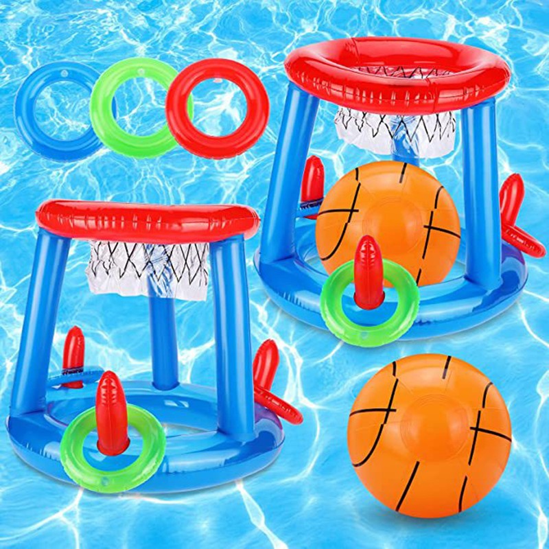 Pool Toys Pool Basketball Hoop Throwing Ring Set Inflatable Floating