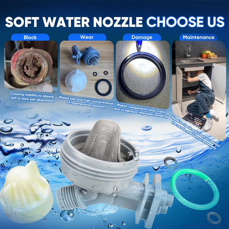 Water Softener Nozzle and Venturi Assembly Replacement for GE, Kenmore,