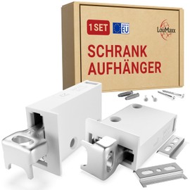 LouMaxx Cabinet Hanger for Kitchen Cupboard and Wall Cupboard Kitchen - Cabinet Hanger Set with 60 kg Load Capacity Including Shelf System Wall Rail and Mounting Material - Made in EU