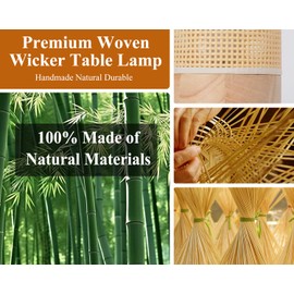 Haiifaz Rattan Cordless Table Lamp Outdoor, Battery Operated Small Boho Desk Lamp with Timer for Bedroom Kids Room Bedside Entryway Patio Home Decor