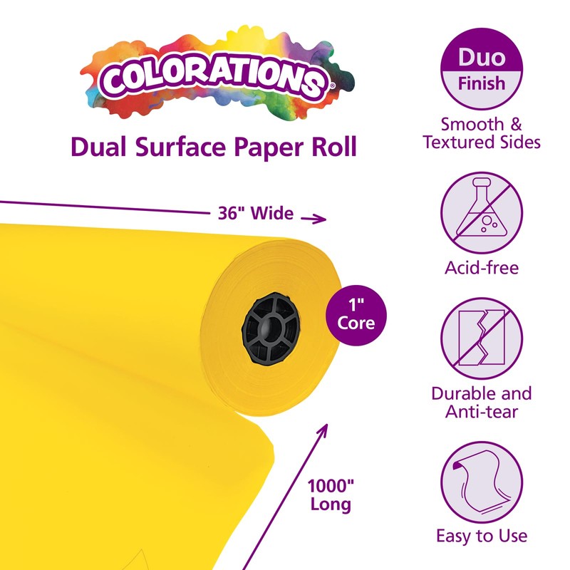 Colorations Dual Surface Paper Roll Classroom Supplies for Arts and
