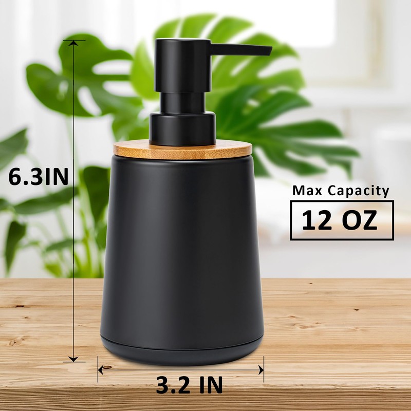 TOOZFO Soap Dispenser Plastic Bamboo with Pump Liquid Hand Lotion