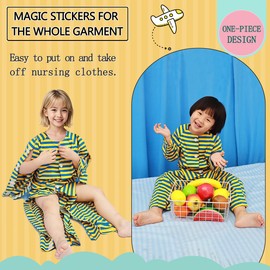 Siomlana Childrens Bedridden Patient Clothing,Care Clothes,Disability Set with Full Opening on Both Sides,Post Fracture Nursing Aid,Patient Suit Suitable for Boys and Girls(Yellow,130)