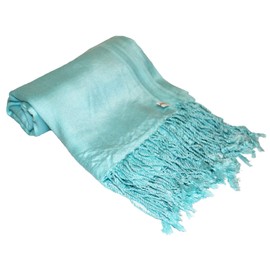 Kuldip Satin Plain Pashmina Shawl Wrap Scarf. Mint Green