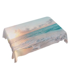 Walmsco Tablecloth Beach Waves Summer Decor For Dining Room Kitchen Rectangular Table Cover 132 * 178cm