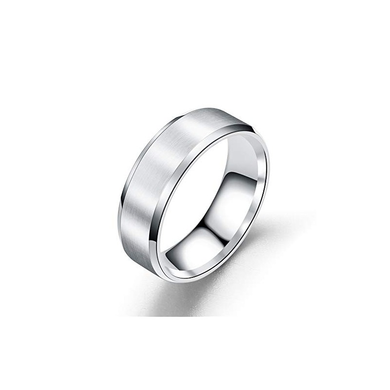 Titanium Steel Matte Black Ring Wedding Engagement Anniversary (Black, 9)