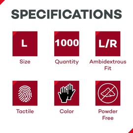 Dealmed Black Nitrile Exam Gloves – Disposable Multi-Purpose Use Medical Gloves Use for First Aid and Medical Facilities, 100 Count (Large, Pack of 10)