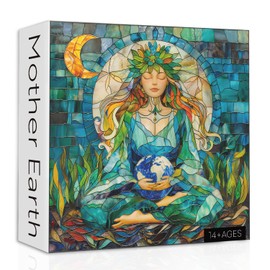 Stained Glass Mother Earth Puzzles for Adults 1000 Pieces, Nature Earth Plant Jigsaw Puzzles, Difficult Hard Mother Love Puzzle as Wall Art Decor