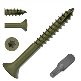 Deck Screws #9X1-1/2 Inch Exterior Torx Wood Screws T25 Star Bit Included Ceramic Coating Green 1.5 Inch Deckmate Star Drive Flat Head Screws -300 Pcs