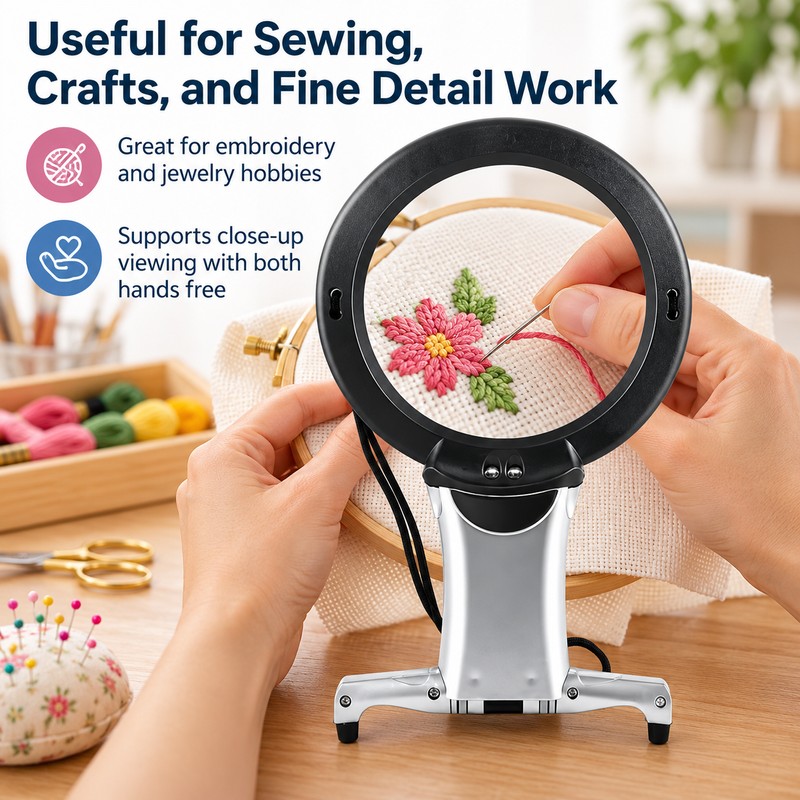 Hands-Free LED Magnifying Glass for Reading & Crafts – 10cm