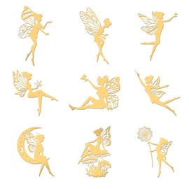 OLYCRAFT 9pcs 1.6x1.6 Inch Fairy Stickers Mushrooms Moon Self Adhesive Gold Stickers Fairy Theme Metal Gold Stickers for Scrapbooks DIY Resin Crafts Phone Water Bottle Decor