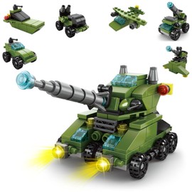 Vilbocr Emergency Vehicles Toy Set Boy Building Block Model Kit Rescue Truck Toy Stacking Toy Fire Rescue Construction Truck Toy Building Kit Toys Best Gift For Boys Aged 4-10 (Army tanks)