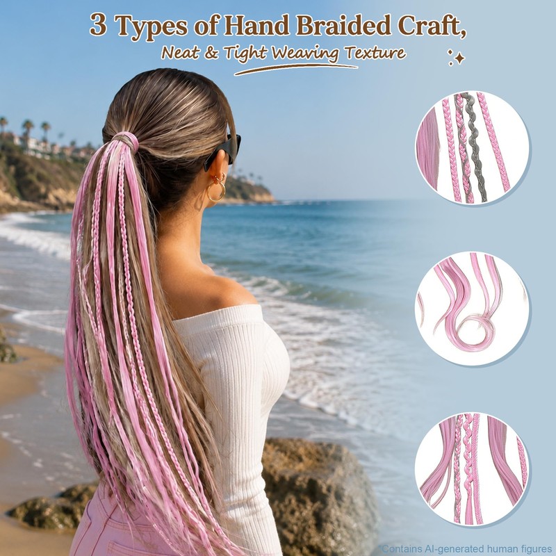 Elastic Dread Ponytail, Boho Braided Ponytail Extension with Elastic Hair