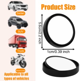 lasuroa 2 Stück Selbstklebend Toter Winkel Spiegel Auto, 5,6cm Rund 360° Verstellbar Weitwinkel Konvexer Seitenspiegel für Limousine SUV LKW Motorrad (Schwarz)