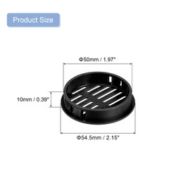 sourcing map 8Pcs 50mm/1.97" Circular Soffit Air Vents, Plastic Soffit Vent Cover, Round Mesh Hole Louver for Bathroom Kitchen Cabinet Wardrobe, Black