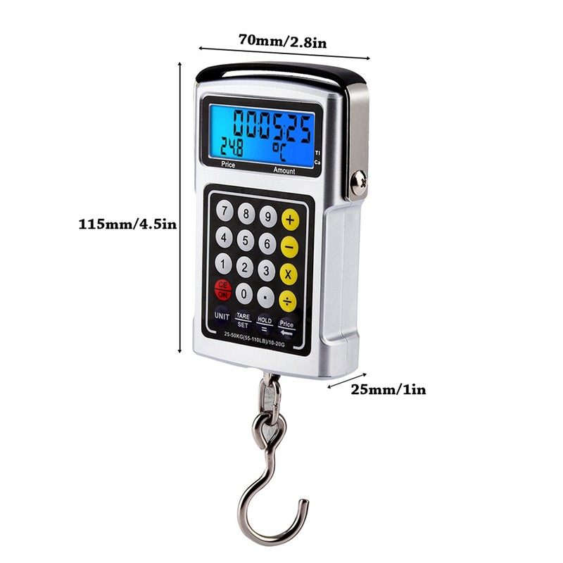 Electronic Fish Hook Scale 50Kg Luggage Weighing 7 in 1
