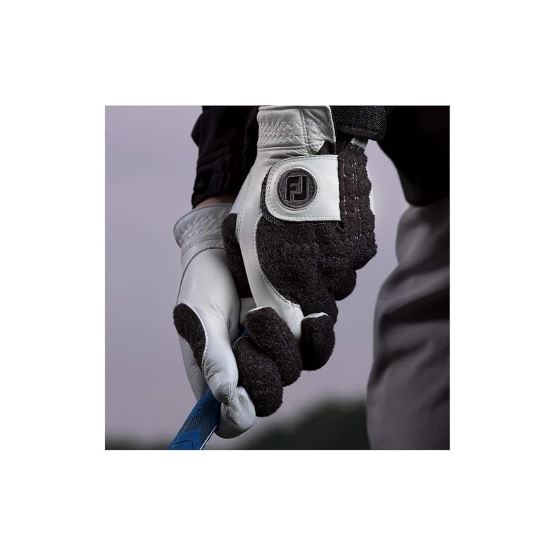 FootJoy Men's StaSof Winter Golf Glove, Pearl/Grey, Medium/Large, Pair