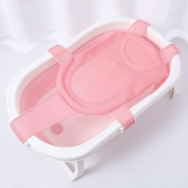 Baby Bath Support Mesh Pad Newborn Bath Tub Seat Net Non-Slip Baby Bath Mat Floating Bath Seat Cushion Adjustable Bath Pillow for Tub Safe Bathing Cushion Pad Mat for 0-3 Years Old Baby (No Bathtub)