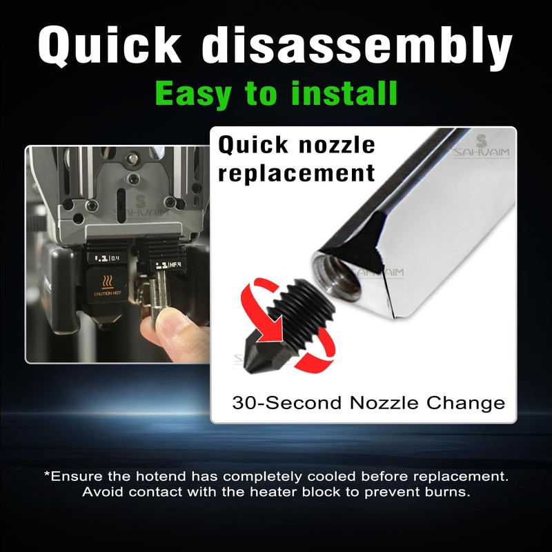 Sahvaim Upgraded 2Pcs 0.4mm H2D/H2S Hotend Kit for Bambu Lab