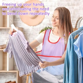 Niuoppy Portable Drying Clothes Apron, Clothes Drying Apron Reduce Bending, Sleeveless Laundry Apron, Portable Laundry Organizer, Gardening Apron Fruit Picking Bag (Purple)