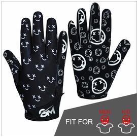 Grip Mania Emoticons V1 Mens Football Gloves, Youth and Adults Sticky Receiver Gloves (CE-Black, Adult Large)