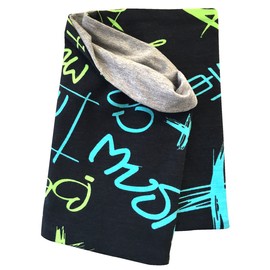 Wollhuhn Eco Lightweight Boys / Girls Jersey Slip-On Scarf / Neckerchief / Loop Cotton Many Designs Summer / Transitional Times 20212030, Cool Music Black/Blue/Green